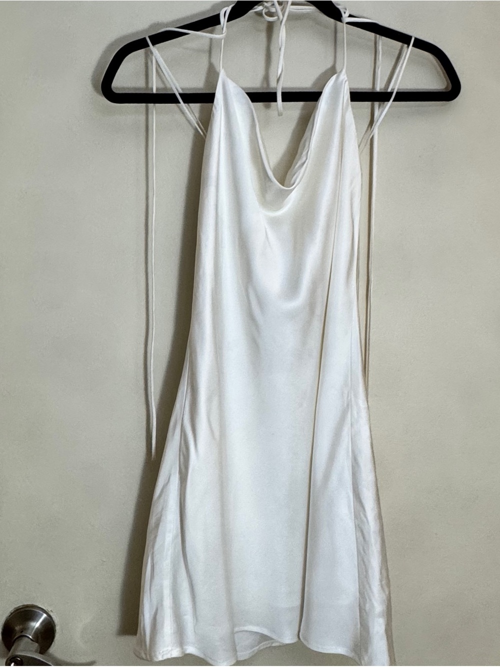 Zara White Satin Cowl Neck Slip Dress
